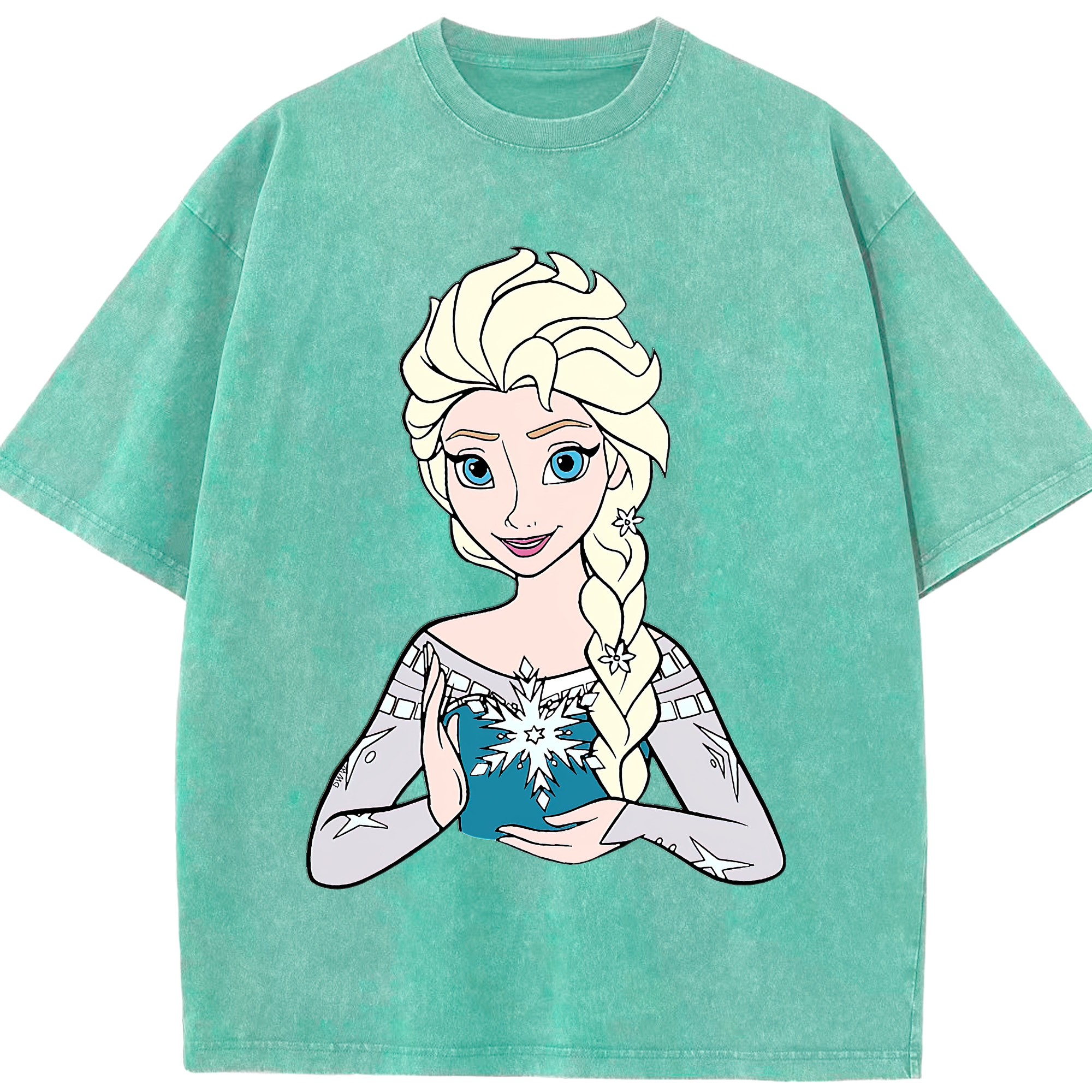 （画像用） アナと雪の女王 アンナ エルサ Frozen Anna Elsa 綿100% ヴィンテージ風 半袖Tシャツ（フロントプリント）
